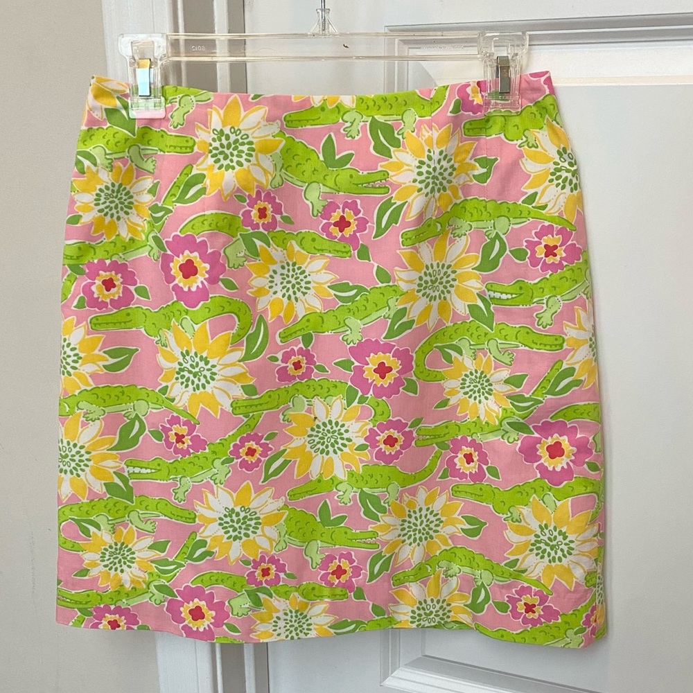 Lilly Pulitzer Vintage Simple Skirt Pink Croc Monsieur 2 Gators